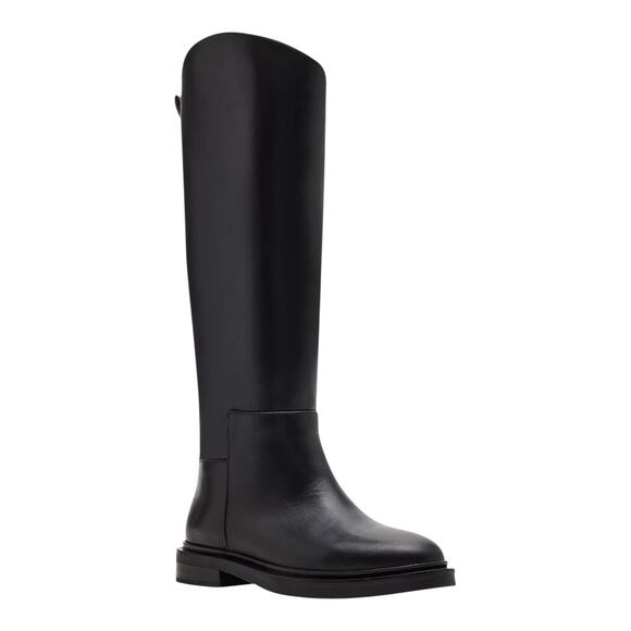 Steve Madden Women's Gaige Leather Wide Calf Tall Riding Boots Black Size 8 1/2 - Picture 1 of 5